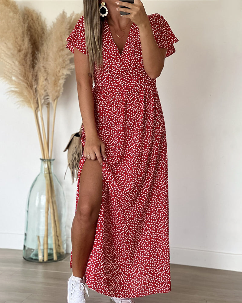 SILVIA - CASUAL AND SEXY SIDE SLIT PRINTED MAXI DRESS